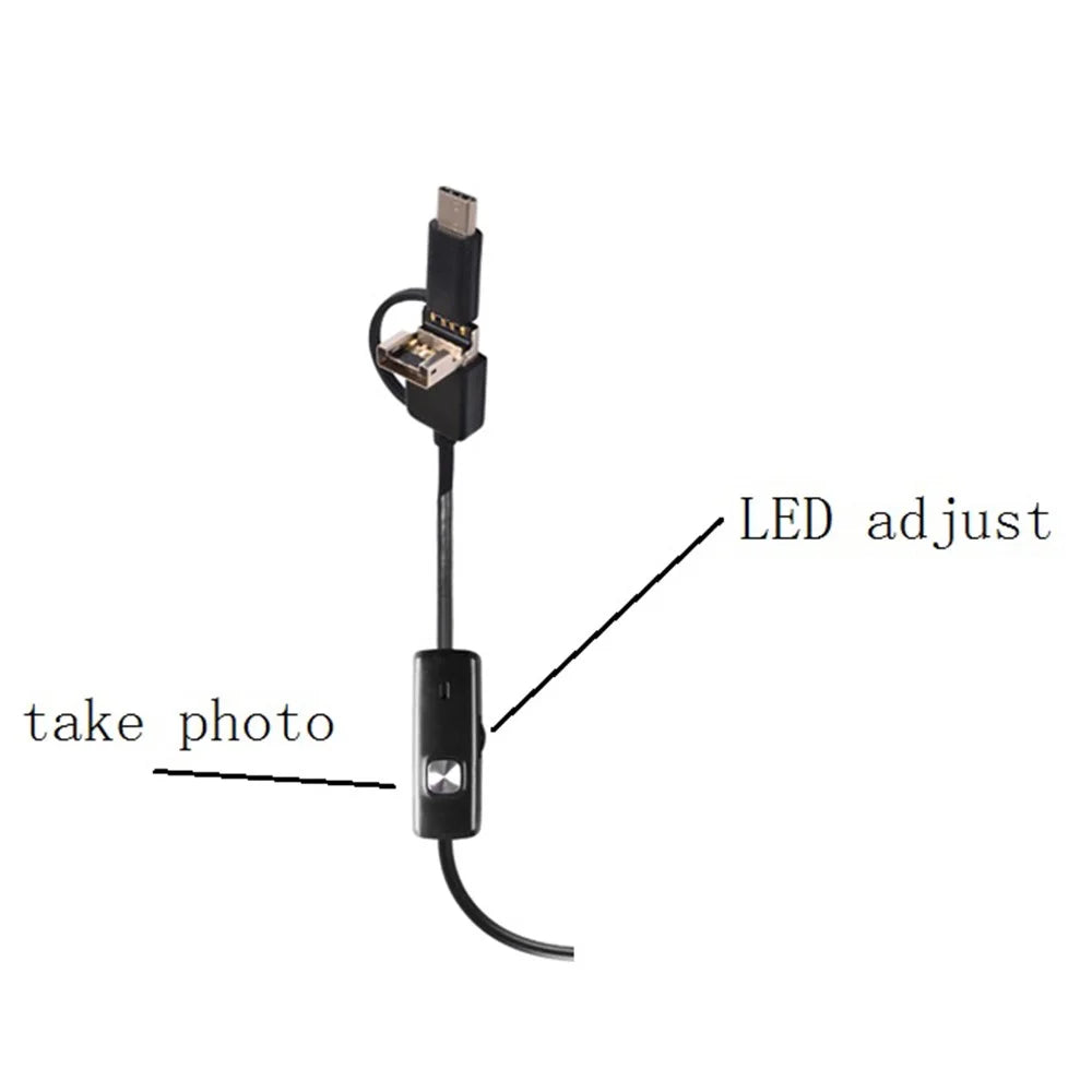 AN100 3-in-1 Endoscope Inspection Camera 8mm Snake Camera with 5M Semi-Rigid Cable - 6