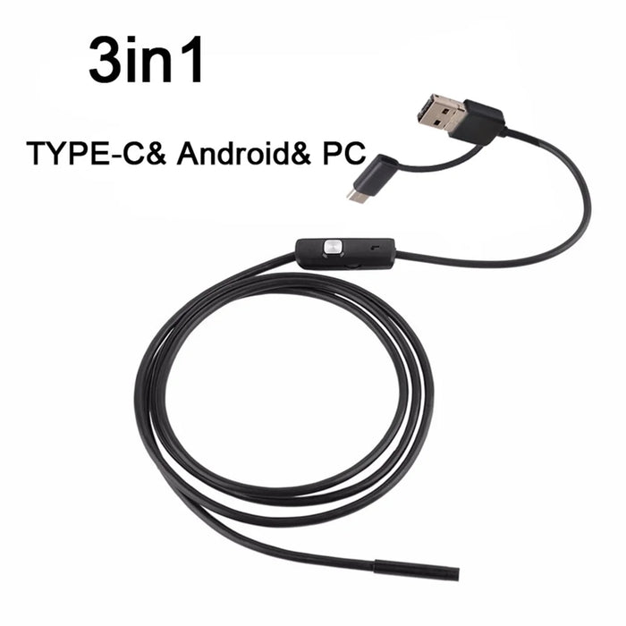 AN100 3-in-1 Endoscope Inspection Camera 8mm Snake Camera with 1M Semi-Rigid Cable - 4