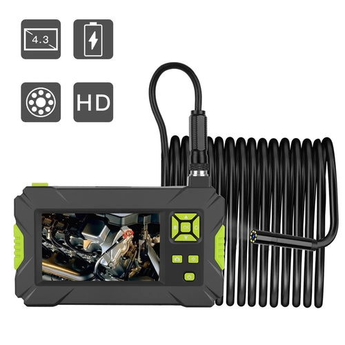P30 Industrial Endoscope 5.5mm Handheld Borescope 8 LEDs 4.3inch 1080P HD Video Car Inspection Camera with 5M Semi-Rigid Cable - Green - 1