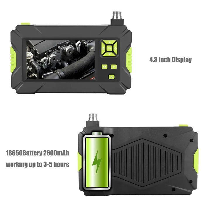 P30 Industrial Endoscope 5.5mm Handheld Borescope 8 LEDs 4.3inch 1080P HD Video Car Inspection Camera with 5M Semi-Rigid Cable - Green - 7