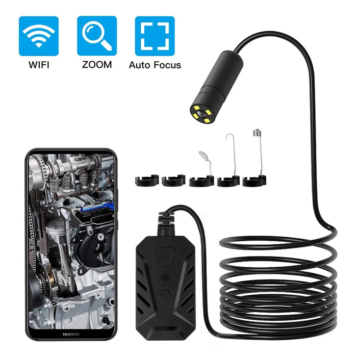F230 Handheld WiFi Endoscopes Automatic Focusing 14mm Industrial Borescope with 2M Semi-Rigid Cable - 1