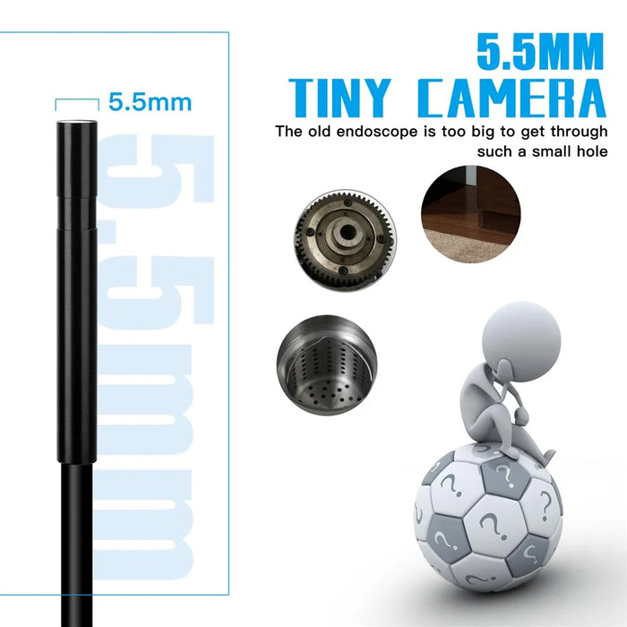 F220 5.5mm Industrial Endoscope WiFi Borescope Inspection Camera with 5M Semi-Rigid Cable - 3