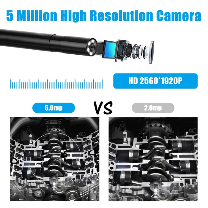 F220 5.5mm Industrial Endoscope WiFi Borescope Inspection Camera with 5M Semi-Rigid Cable - 4