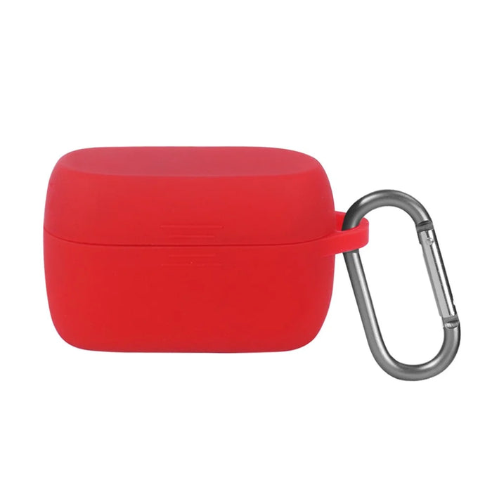 Soft Silicone Cover Shockproof Protective Case with Carabiner for Jabra Elite Active 75t Bluetooth-compatible Earbuds - Red - 1