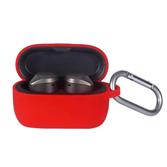 Soft Silicone Cover Shockproof Protective Case with Carabiner for Jabra Elite Active 75t Bluetooth-compatible Earbuds - Red - 3