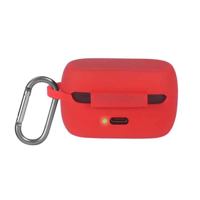 Soft Silicone Cover Shockproof Protective Case with Carabiner for Jabra Elite Active 75t Bluetooth-compatible Earbuds - Red - 5