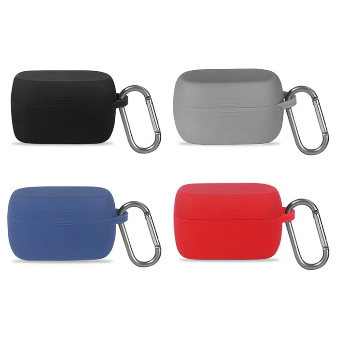 Soft Silicone Cover Shockproof Protective Case with Carabiner for Jabra Elite Active 75t Bluetooth-compatible Earbuds - Red - 7