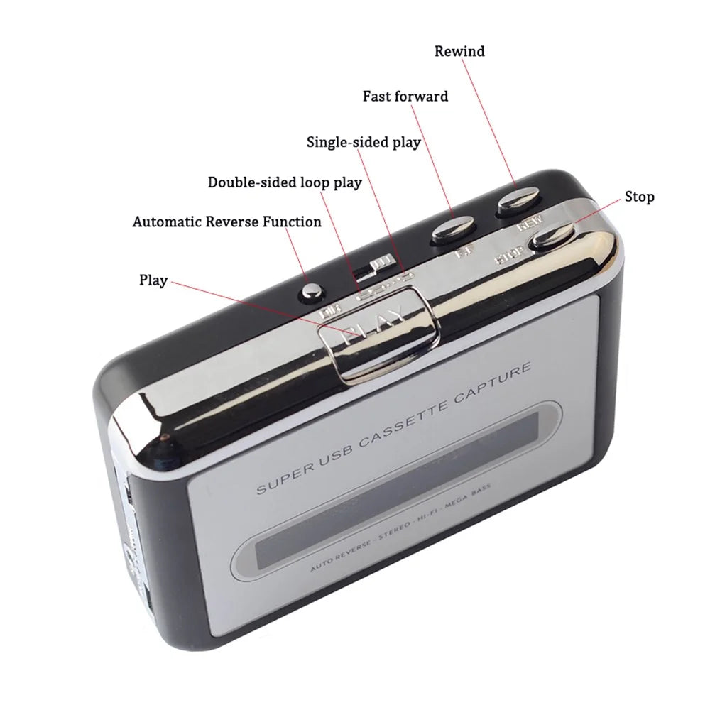 Portable Tape to PC Super Cassette To MP3 Audio Music CD Digital Player Converter Capture - 3