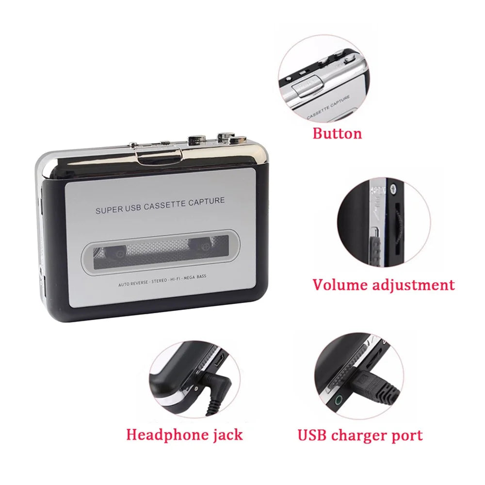 Portable Tape to PC Super Cassette To MP3 Audio Music CD Digital Player Converter Capture - 4