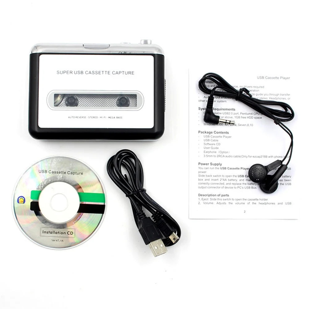 Portable Tape to PC Super Cassette To MP3 Audio Music CD Digital Player Converter Capture - 5