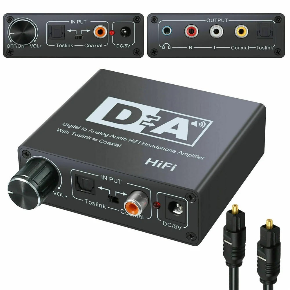 192KHz Digital Optical Coaxial Toslink to Analog RCA L/R 3.5mm Audio Converter - 2