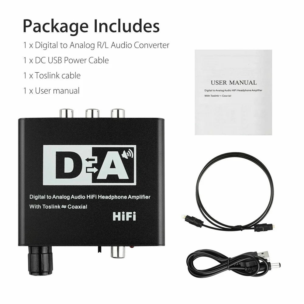 192KHz Digital Optical Coaxial Toslink to Analog RCA L/R 3.5mm Audio Converter - 5