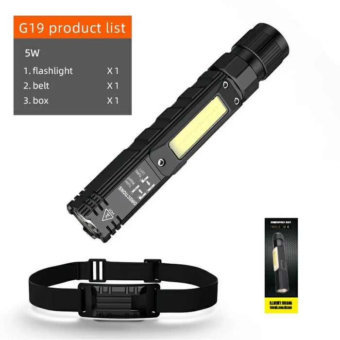 SUPFIRE G19 Multifunction Flashlight with COB Light 5W 500 Lumen - Black - 3