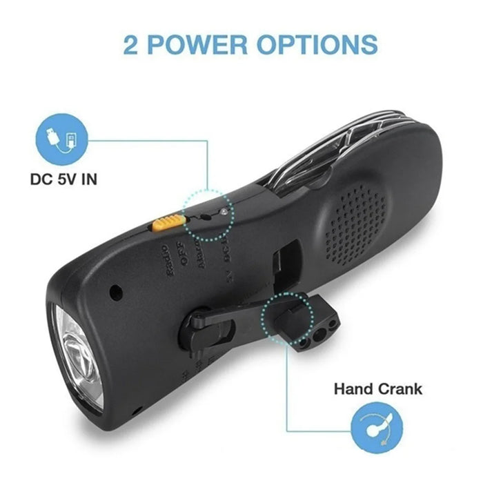 Multifunctional Hand Crank Power Flashlight FM Radio Outdoor Emergency Power Bank - 2