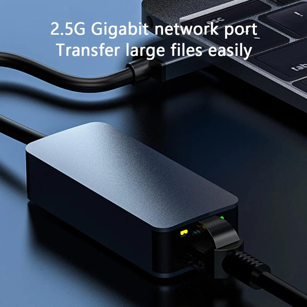 2500Mbps Ethernet LAN Adapter Type-C to RJ45 2.5G Aluminum Alloy Network Card - 4