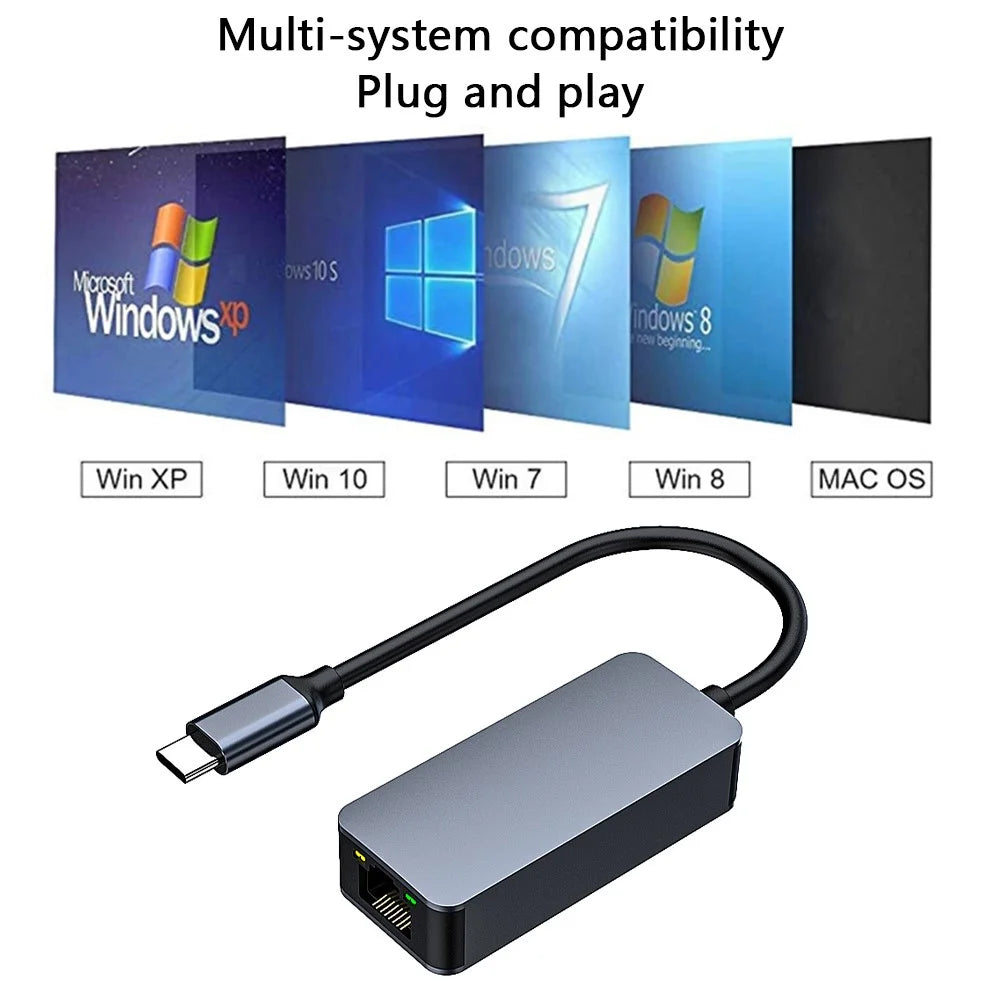 2500Mbps Ethernet LAN Adapter Type-C to RJ45 2.5G Aluminum Alloy Network Card - 7