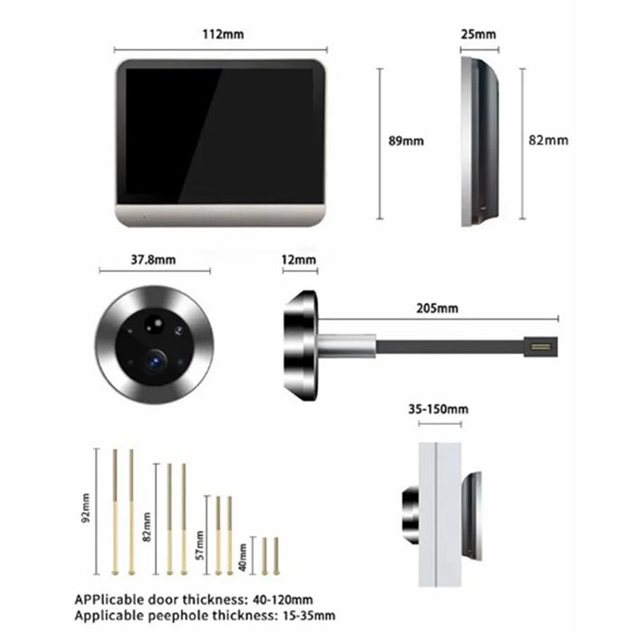 SY-36 4.3-inch Mini WiFi PIR Motion Detection Peephole Video Doorbell (Built-In Battery) - Silver - 6