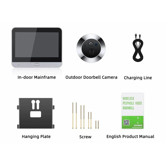 SY-36 4.3-inch Mini WiFi PIR Motion Detection Peephole Video Doorbell (Built-In Battery) - Silver - 7
