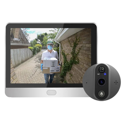 SY-37 Two-Way Audio 4.3-inch Color Screen Mini WiFi Peephole Video Doorbell (Built-In Battery) - Silver - 1