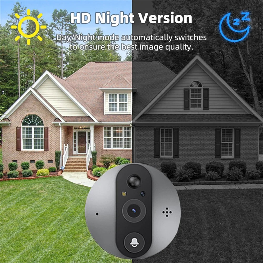 SY-37 Two-Way Audio 4.3-inch Color Screen Mini WiFi Peephole Video Doorbell (Built-In Battery) - Silver - 7