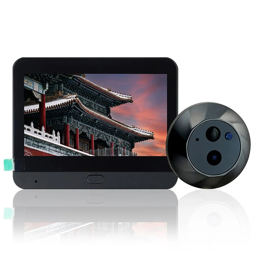 SY-35 Night Vision 4.3-inch Color Screen Two Way Audio WiFi Peephole Video Doorbell (Built-In Battery) - 1