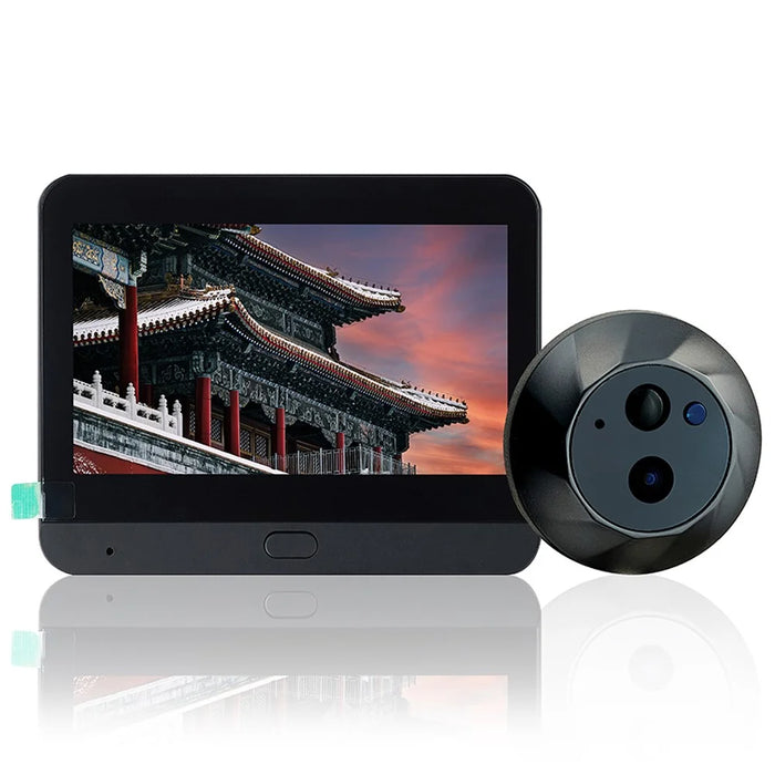 SY-35 Night Vision 4.3-inch Color Screen Two Way Audio WiFi Peephole Video Doorbell (Built-In Battery) - 1
