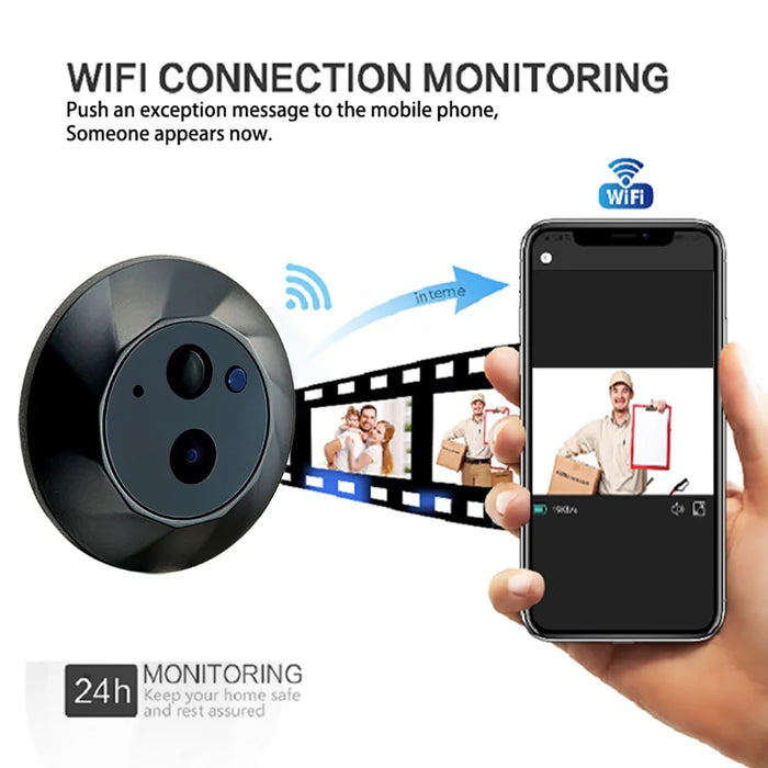 SY-35 Night Vision 4.3-inch Color Screen Two Way Audio WiFi Peephole Video Doorbell (Built-In Battery) - 2