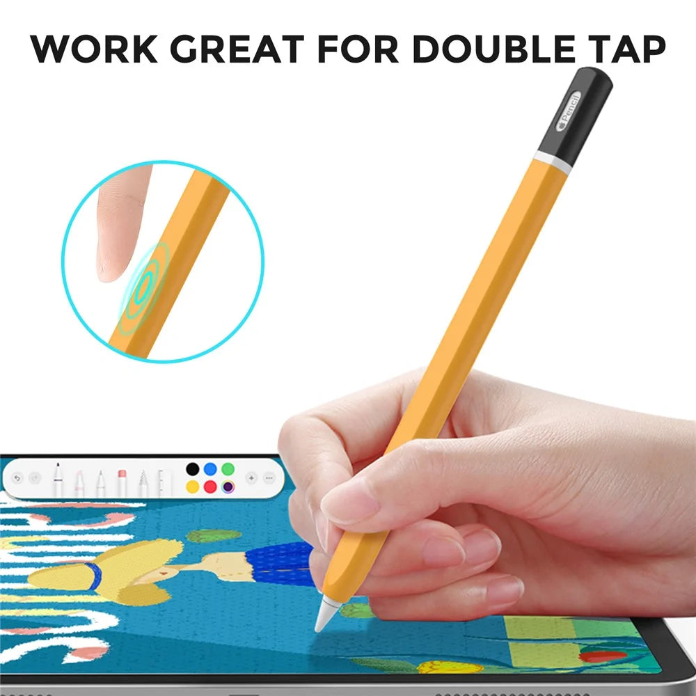AHASTYLE PT-JY16 For Apple Pencil Pro / Pencil (2nd Generation) Silicone Sleeve Stylus Pen Non-Slip Cover - Yellow - 3