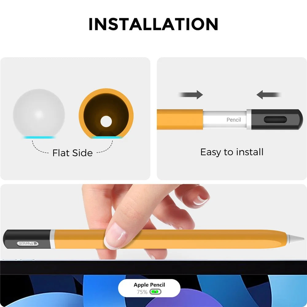 AHASTYLE PT-JY16 For Apple Pencil Pro / Pencil (2nd Generation) Silicone Sleeve Stylus Pen Non-Slip Cover - Yellow - 6