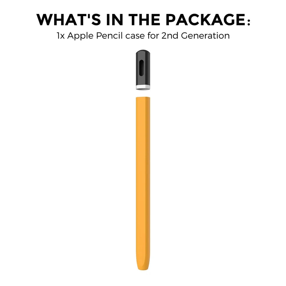 AHASTYLE PT-JY16 For Apple Pencil Pro / Pencil (2nd Generation) Silicone Sleeve Stylus Pen Non-Slip Cover - Yellow - 7