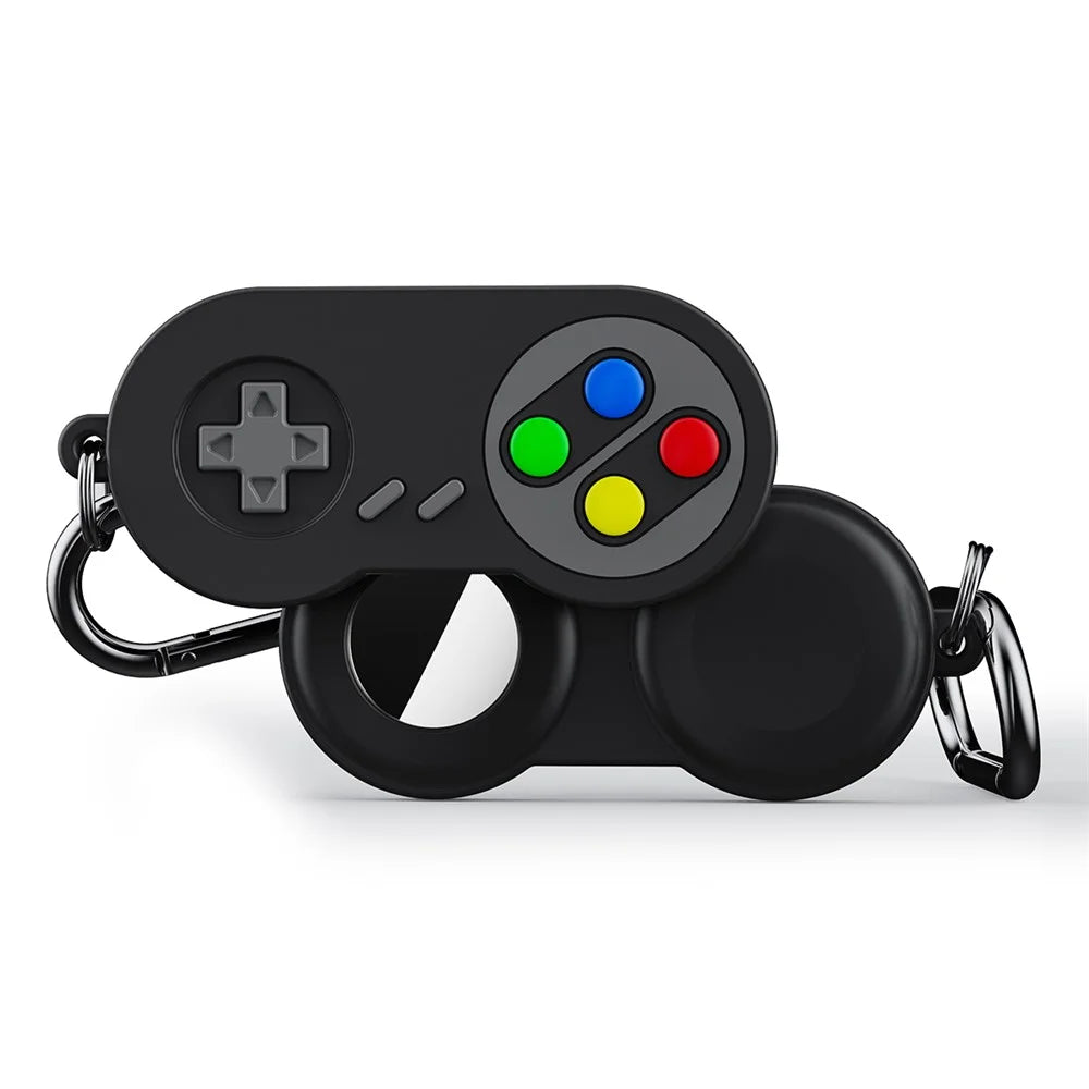 For Apple AirTag Protective Sleeve Retro Game Console Shape Silicone Case - Black - 1