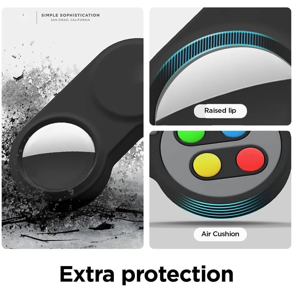 For Apple AirTag Protective Sleeve Retro Game Console Shape Silicone Case - Black - 6