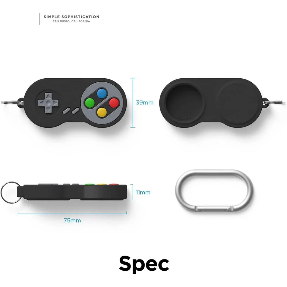 For Apple AirTag Protective Sleeve Retro Game Console Shape Silicone Case - Black - 7