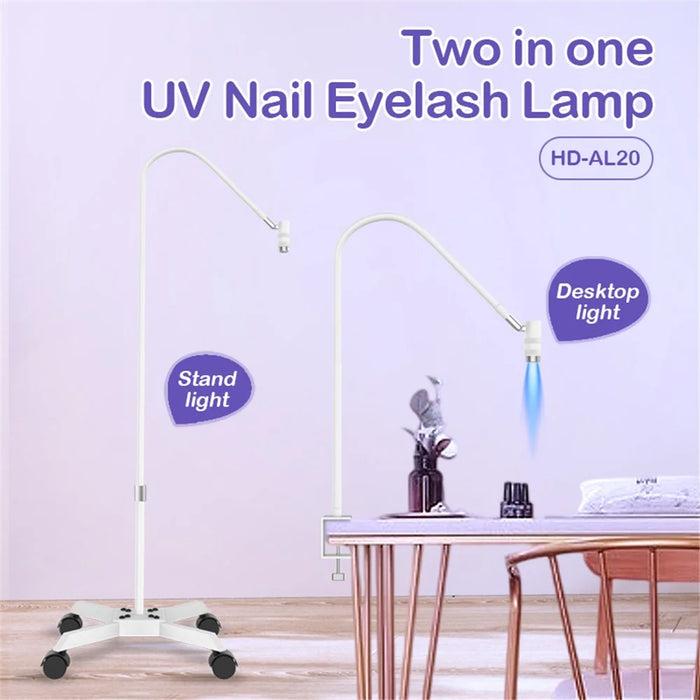 HD-AL20 Aluminum Alloy Beauty UV Lamp for Eyelash Extensions, UV Light with Foot Pedal Control - White - 4