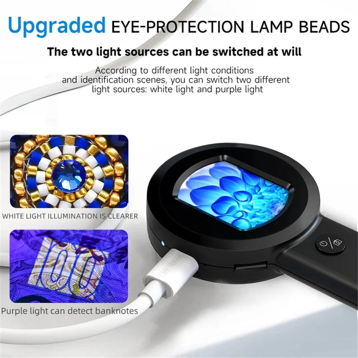 HM020 2-inch IPS HD Screen Magnifying Microscope Handheld Magnifier with LED Light - 4