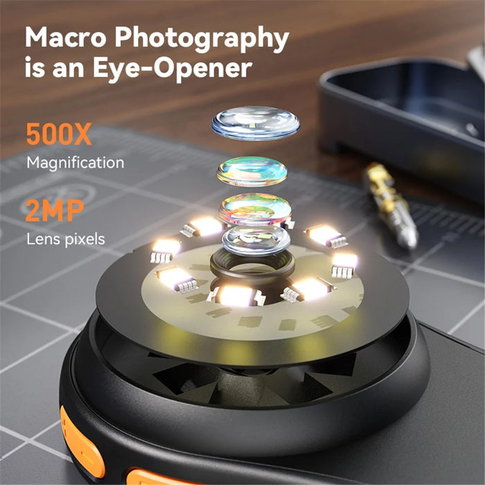 370 2.0-inch IPS Screen 500X Magnification Handheld Digital Microscope with LED Light - Black - 5