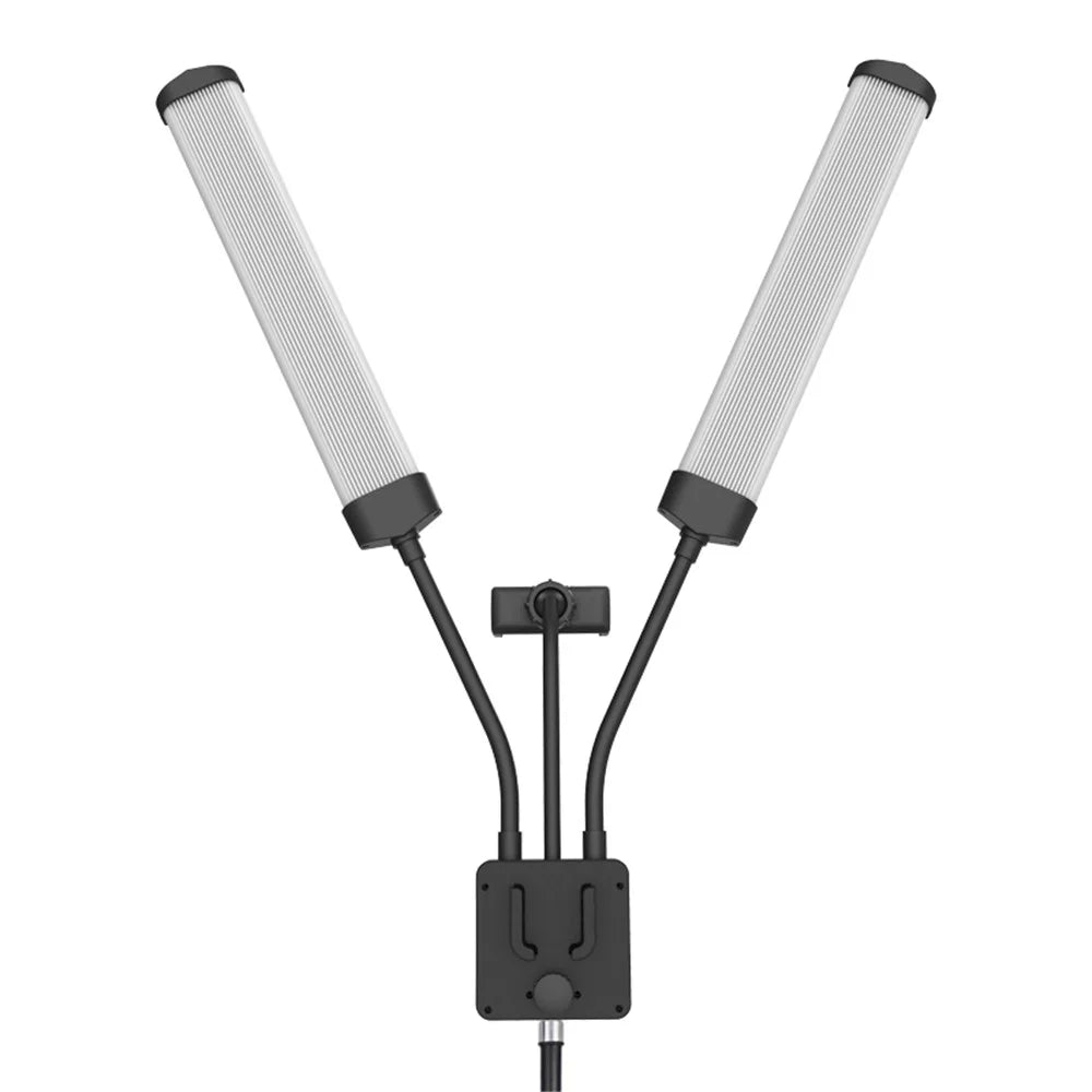HD-100XJ Dual Arm Skin Care Beauty Light Photography Live Streaming LED Fill Light - Black / US Plug - 2