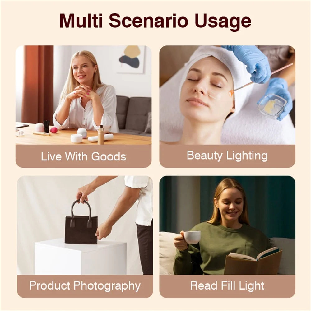 HD-100XJ Dual Arm Skin Care Beauty Light Photography Live Streaming LED Fill Light - Black / US Plug - 5