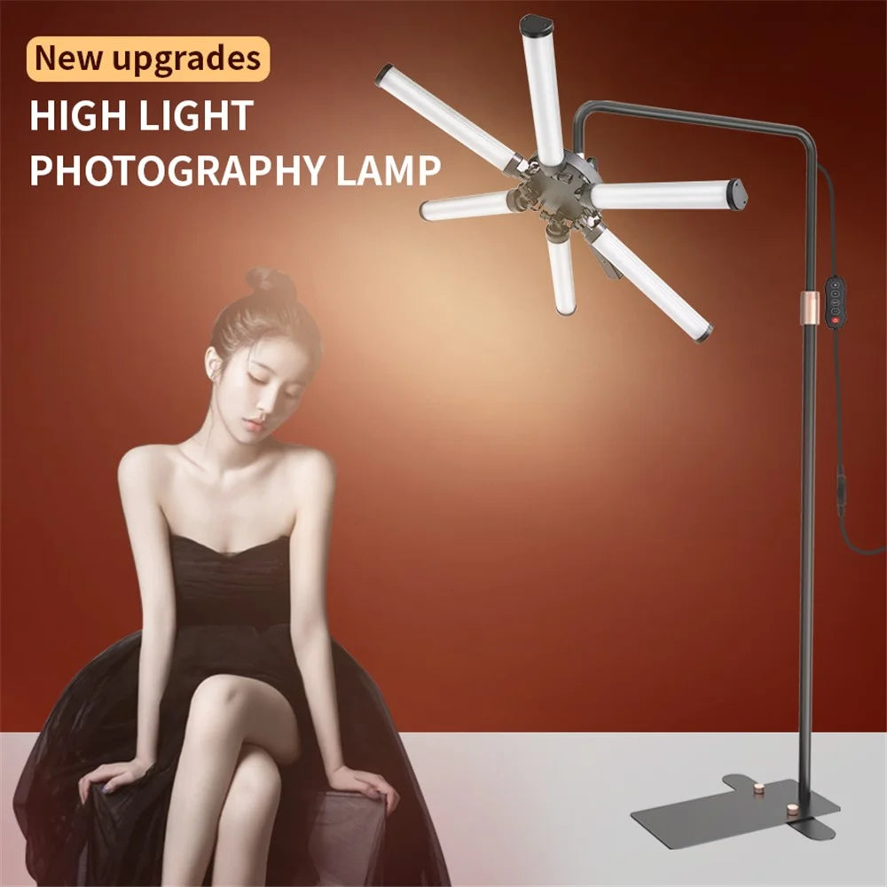 HD-M26X 6-Arm Skin Beauty Light Photography Live Streaming LED Fill Light - US Plug - 2