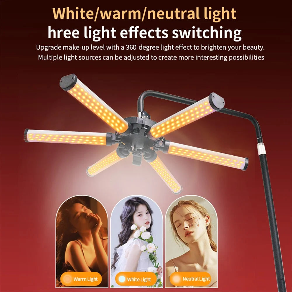 HD-M26X 6-Arm Skin Beauty Light Photography Live Streaming LED Fill Light - US Plug - 3
