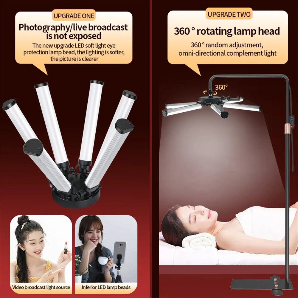 HD-M26X 6-Arm Skin Beauty Light Photography Live Streaming LED Fill Light - US Plug - 4