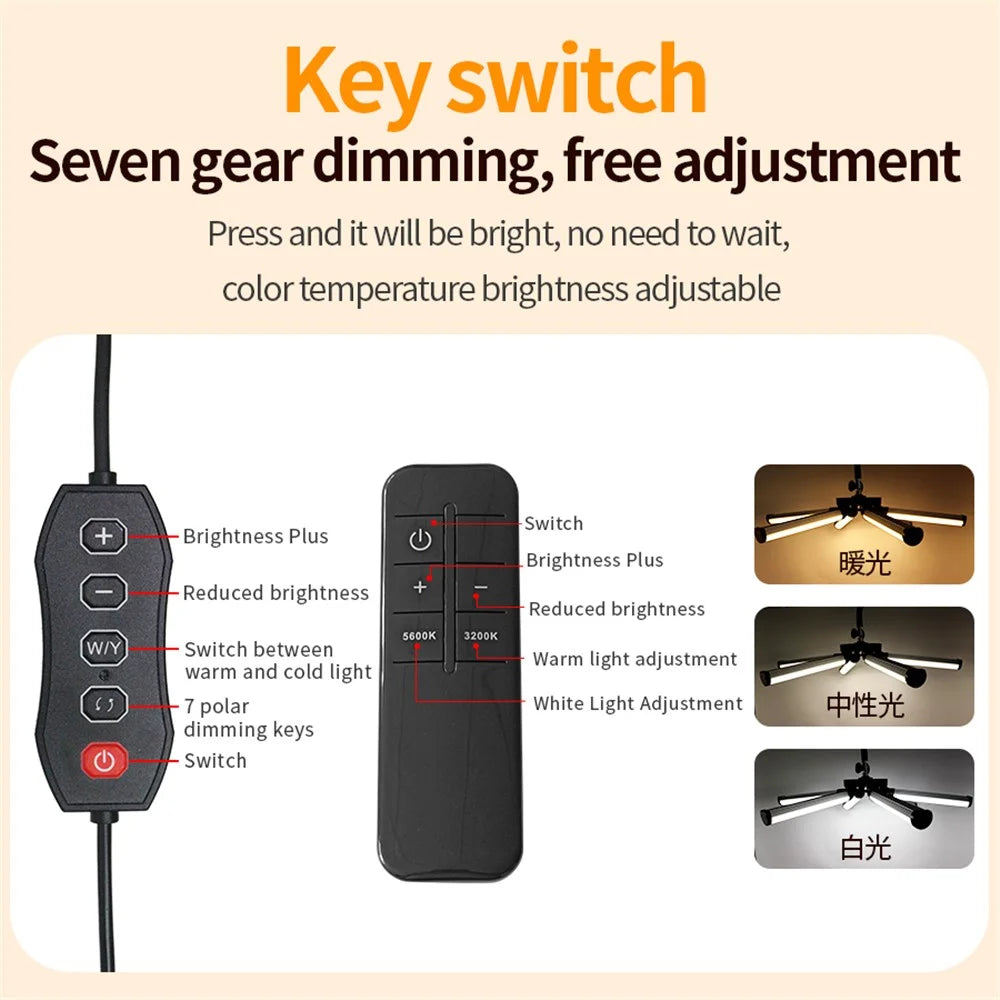 HD-M26X 6-Arm Skin Beauty Light Photography Live Streaming LED Fill Light - US Plug - 5