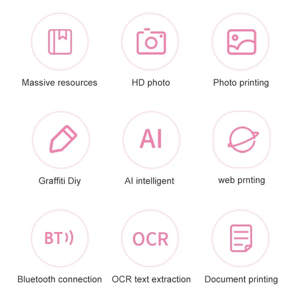 KDC-019C Mini Bluetooth-compatible Thermal Printer Kids Student Wireless Inkless Photo Label Printer - Pink - 2