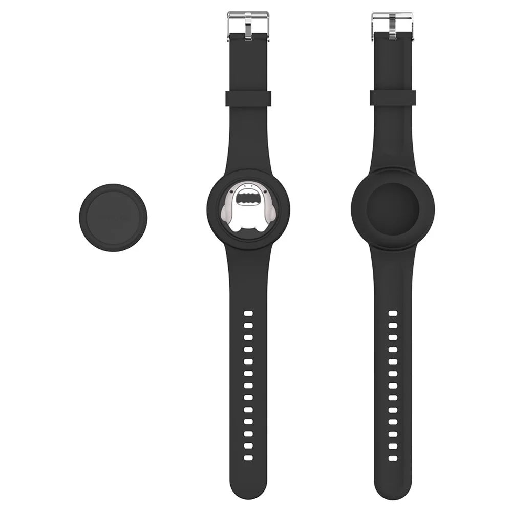 Waterproof Case for Apple AirTag Silicone Watch Band Bluetooth-compatible Tracker Protector Cartoon Pattern - Shark - 1