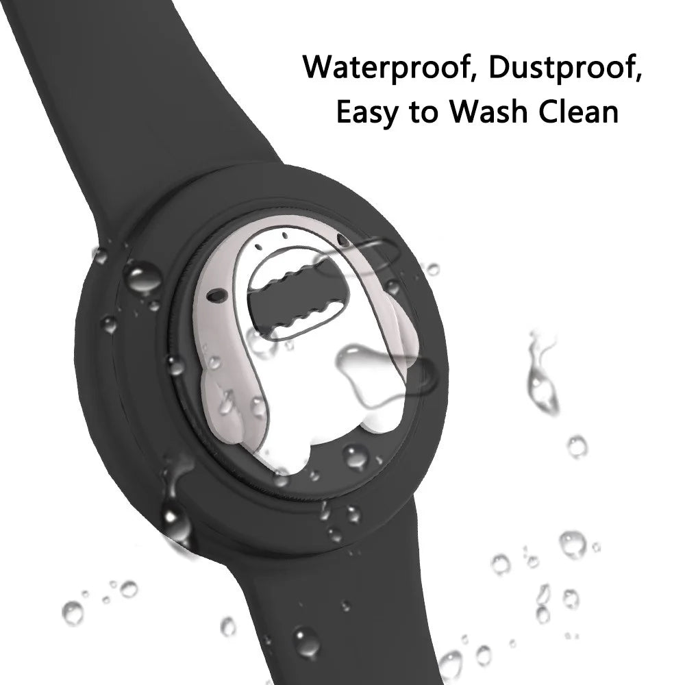 Waterproof Case for Apple AirTag Silicone Watch Band Bluetooth-compatible Tracker Protector Cartoon Pattern - Shark - 3