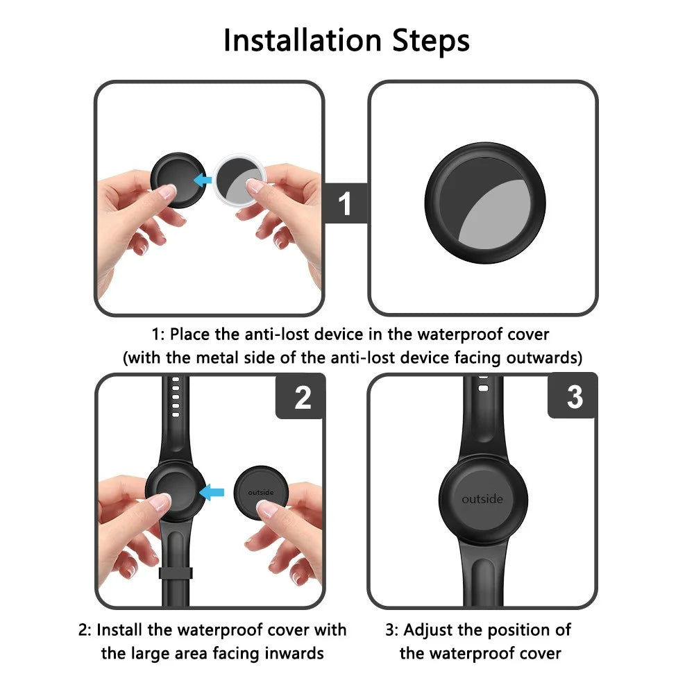 Waterproof Case for Apple AirTag Silicone Watch Band Bluetooth-compatible Tracker Protector Cartoon Pattern - Shark - 4