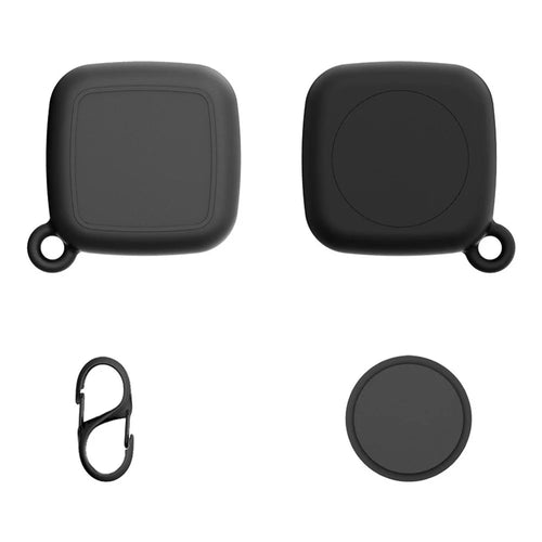 For Tile Mate Silicone Case Bluetooth-compatible Tracker Waterproof Anti-Drop Protective Sleeve with Carabiner - Black - 1