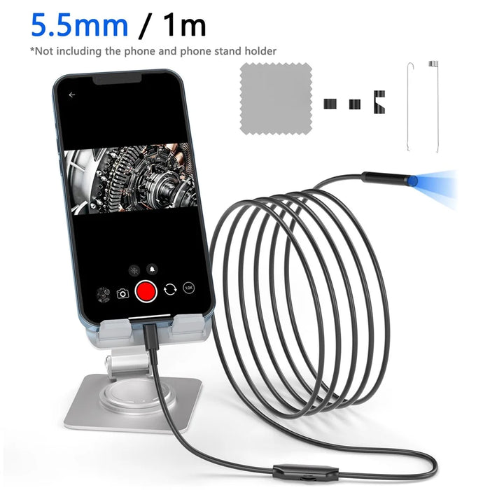 5001 5.5mm Aluminum Tube Industrial Endoscope 2MP HD Inspection Camera with 1m Hard Cable, iP Interface - 1