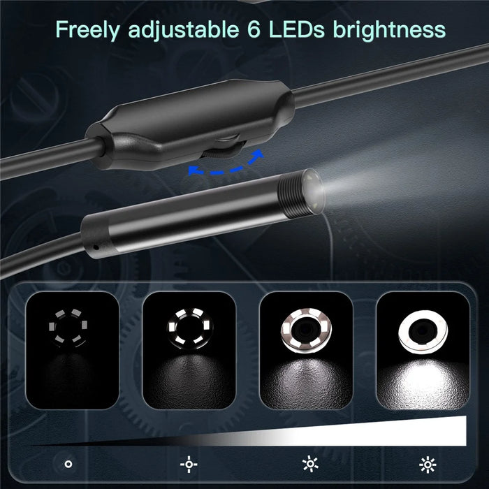 5001 5.5mm Aluminum Tube Industrial Endoscope 2MP HD Inspection Camera with 1m Hard Cable, iP Interface - 5
