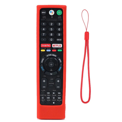 Silicone Cover for Sony TV RMF-TX300U RMF-TX200E Remote Control Shockproof Case with Strap - Red - 1